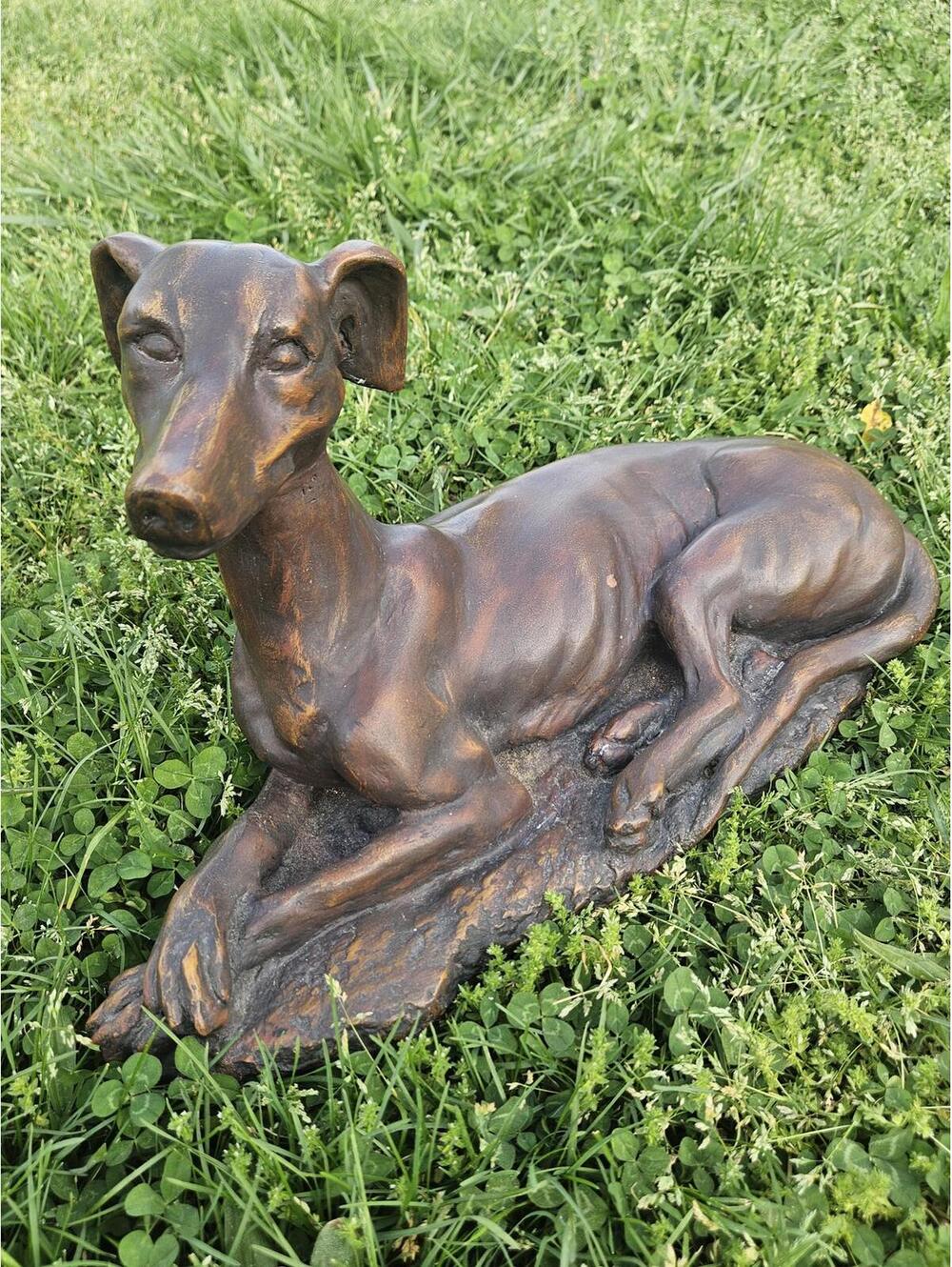 Vintage Heavy Resin Greyhound Whippet Statue Figurine 22" Long Statement Piece